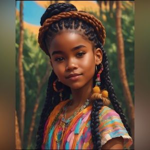 Beautiful Tribal Black Girl (Digital Art)